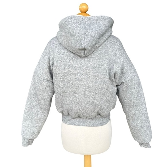 Madewell MWL Reversible Puffer Hoodie Jacket Gray Cream XXS Cropped Thick GUC - Picture 4 of 12